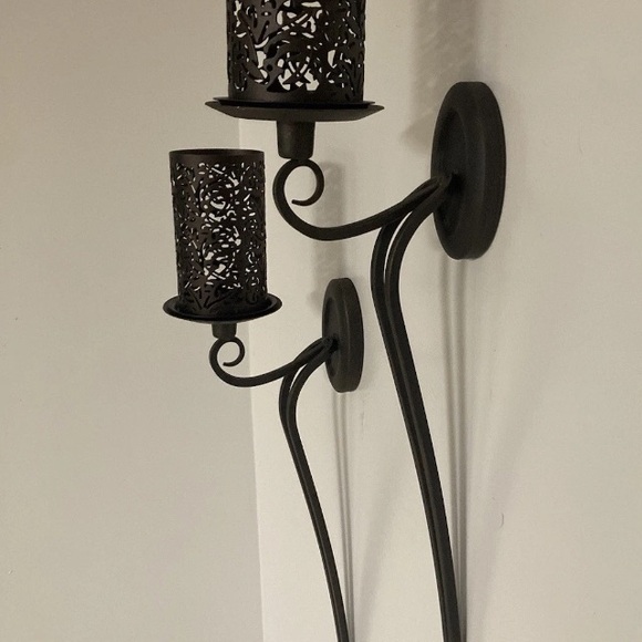 Party Lite Metal Sconces plus, cut out candle sleeve set! Vintage Bronze Finish - Picture 14 of 16